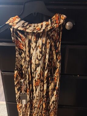Sleeveless Casual in Black, Brown, Cream & Orange Blouse NWT